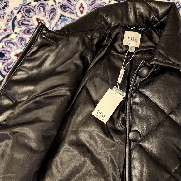 NWT Elie Tahari Faux Leather Quilted Jacket NWT - Picture 5 of 7
